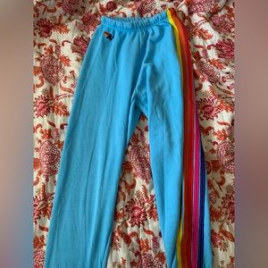 blue rainbow stripe aviator nation sweatpants!